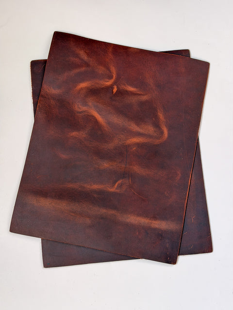 Mocha Crazy Horse Cowhide Leather – Distressed Wax/Oil Finish, 1.8–2.0 mm (4–5 oz), Pre-Cut Leather Sheets (8.5" × 11")