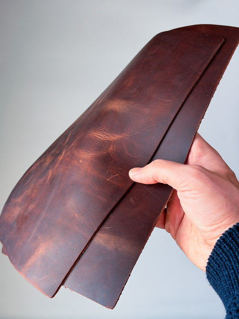 Mocha Crazy Horse Cowhide Leather – Distressed Wax/Oil Finish, 1.8–2.0 mm (4–5 oz), Pre-Cut Leather Sheets (8.5" × 11")