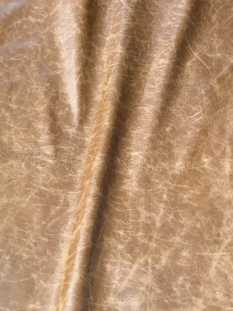 Tan Distressed Cow Leather Whole Hide (Upholstery Leather)