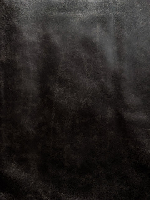 Black Antique Distressed Cowhide – Chrome-Tanned Automotive and Furniture Upholstery Leather, Waxed Protective Finish, Top Grain, 1.2–1.4 mm (~3/4 oz), ~50 Sq Ft Whole Hide