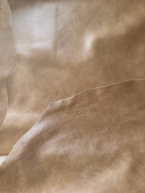 Beige Antique Distressed Cowhide – Chrome-Tanned Automotive and Furniture Upholstery Leather, Waxed Protective Finish, Top Grain, 1.2–1.4 mm (~3/4 oz), ~50 Sq Ft Whole Hide