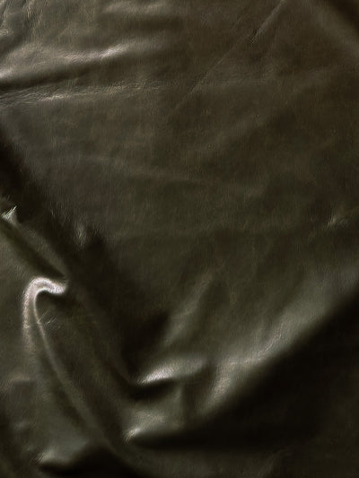 Olive Antique Distressed Upholstery Cowhide alternate view showing color and surface finish