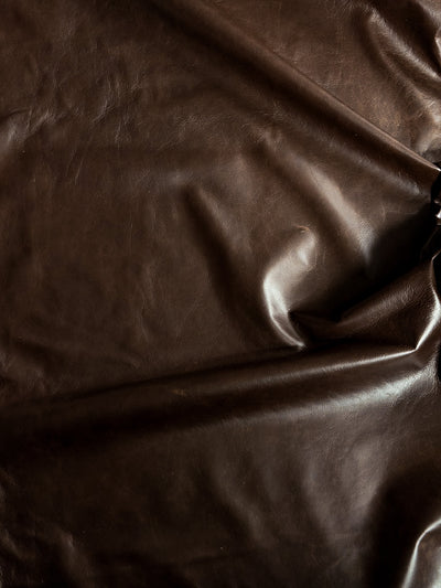 Coffee Antique Distressed Upholstery Cowhide alternate view showing color and surface finish