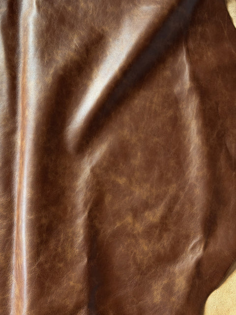 Camel Antique Distressed Cowhide – Chrome-Tanned Automotive and Furniture Upholstery Leather, Waxed Protective Finish, Top Grain, 1.2–1.4 mm (~3/4 oz), ~50 Sq Ft Whole Hide