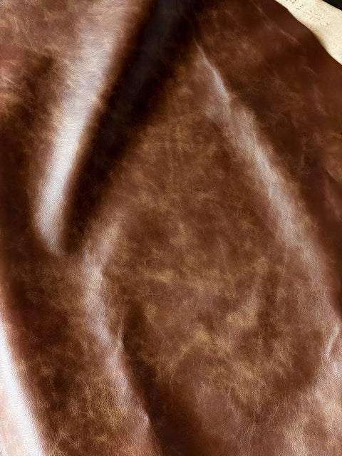 Camel Antique Distressed Cowhide – Chrome-Tanned Automotive and Furniture Upholstery Leather, Waxed Protective Finish, Top Grain, 1.2–1.4 mm (~3/4 oz), ~50 Sq Ft Whole Hide