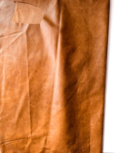Caramel Antique Distressed Upholstery Cowhide alternate view showing color and surface finish