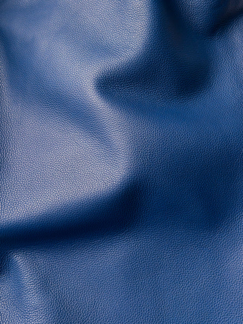 Navy Blue Premium Upholstery Cowhide – Chrome-Tanned Automotive and Furniture Leather, Full Aniline Finish, Naturally Pebbled Top Grain, 1.3–1.5 mm (~4 oz), ~50 Sq Ft Whole Hide