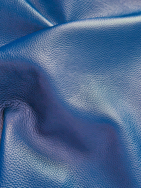 Navy Blue Premium Upholstery Cowhide – Chrome-Tanned Automotive and Furniture Leather, Full Aniline Finish, Naturally Pebbled Top Grain, 1.3–1.5 mm (~4 oz), ~50 Sq Ft Whole Hide