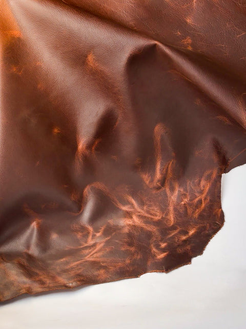 British Tan Oiled Pull Up Cowhide – Distressed Wax/Oil Finish, 1.6–1.8 mm (4–5 oz), ~25 Sq Ft