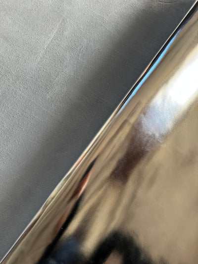Silver Smooth Metallic Cowhide Metallic Cowhide alternate view showing color and surface finish