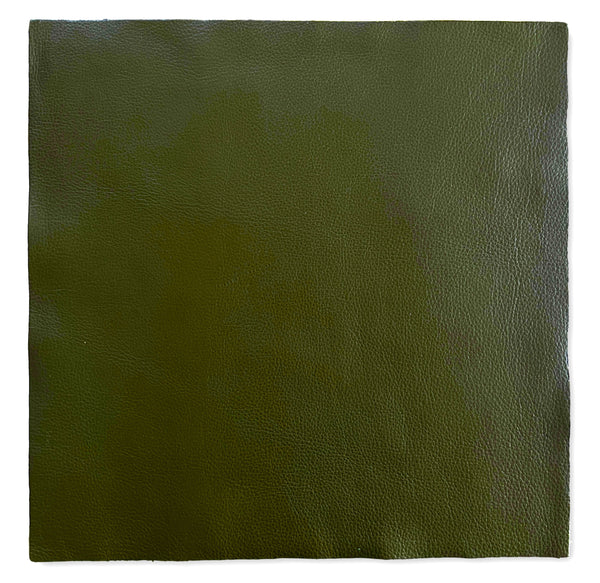 Olive Natural Grain Cowhide Leather: 12" x 12" Pre-Cut Pieces