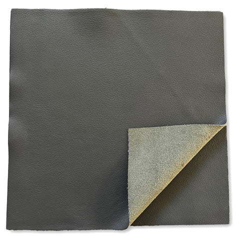 Grey Natural Grain Cowhide Leather: 12" x 12" Pre-Cut Pieces