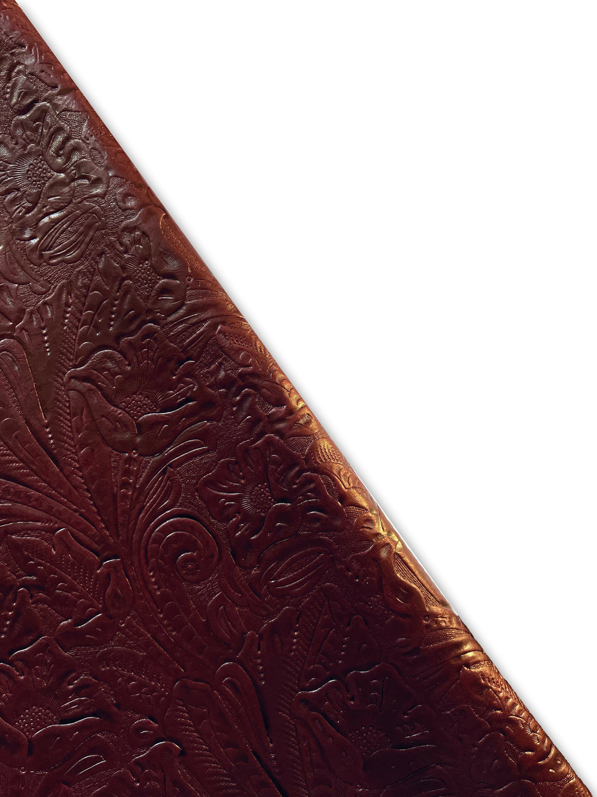 Burgundy Large Floral Embossed Cowhide – TanneryNYC display picture 2