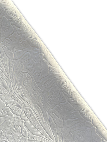 White Large Floral Embossed Cow Leather Skins