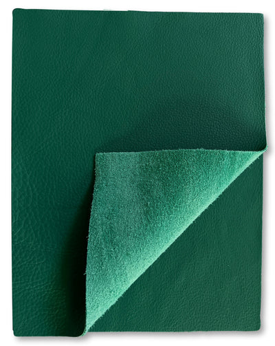 Kelly Green Cowhide Leather Sheets, 8.5 × 11 in alternate view showing color and surface finish