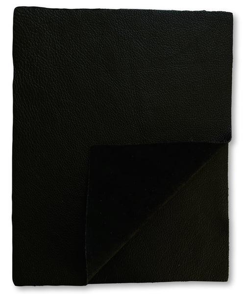 Black Cowhide Leather: 8.5'' x 11'' Pre-Cut Pieces