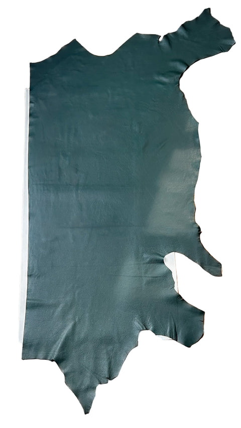 Pine Green Natural Grain Chrome-Tanned Cowhide – Deer-Tanned Process, Full Aniline Finish, 1.1–1.3 mm (3 oz), ~20 Sq Ft