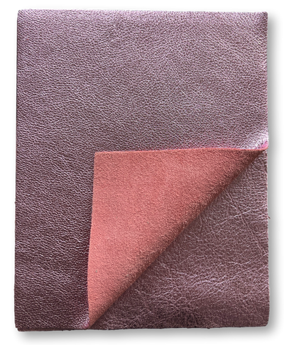 Pink Metallic Cowhide Sheets, 8.5 × 11 in pre-cut sheet showing color, grain, and finish