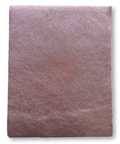 Pink Metallic Cowhide Sheets, 8.5 × 11 in pre-cut sheet showing color, grain, and finish