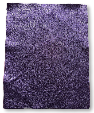 Purple Metallic Cowhide Sheets, 8.5 × 11 in pre-cut sheet showing color, grain, and finish