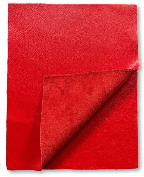 Red Natural Grain Cowhide Leather: 8.5" x 11" Pre-Cut Pieces