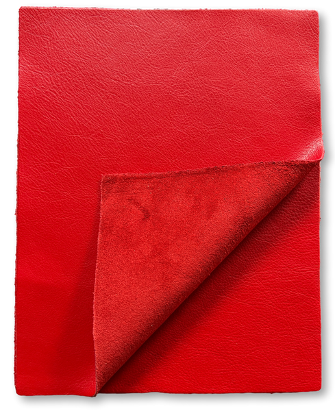 Red Natural Grain Cowhide Leather: 8.5" x 11" Pre-Cut Pieces