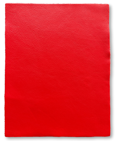 Close-up of Red Cowhide Leather Sheets, 8.5 × 11 in showing grain, texture, and finish