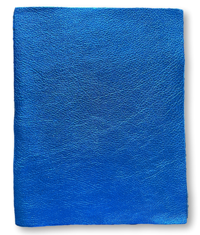 Royal Blue Metallic Cowhide Sheets, 8.5 × 11 in shown in a full product view