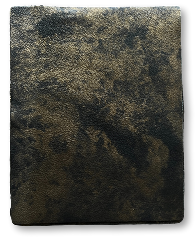 Black/Gold Distressed Metallic Cowhide: 8.5" x 11" Pre-Cut Leather Pieces