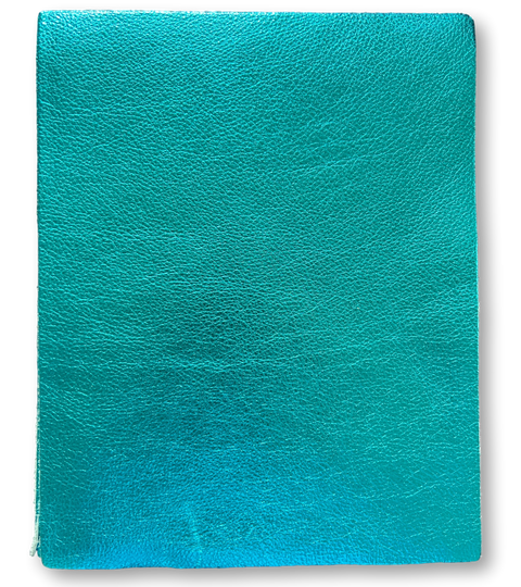 Turquoise Metallic Cowhide Leather: 8.5" x 11" Pre-Cut Pieces