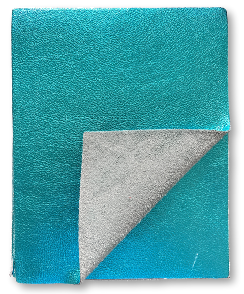 Turquoise Metallic Cowhide Leather: 8.5" x 11" Pre-Cut Pieces