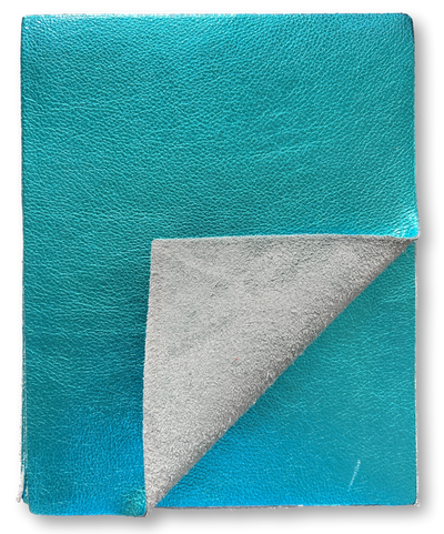 Turquoise Metallic Cowhide Sheets, 8.5 × 11 in alternate view showing color and surface finish