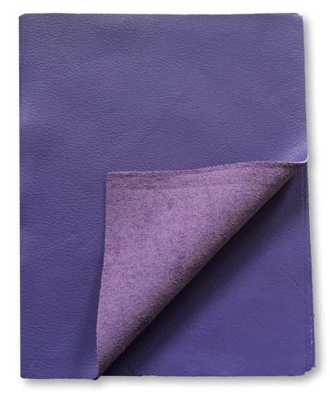 Violet Natural Grain Cowhide Leather: 8" x 11.5" Pre-Cut Pieces