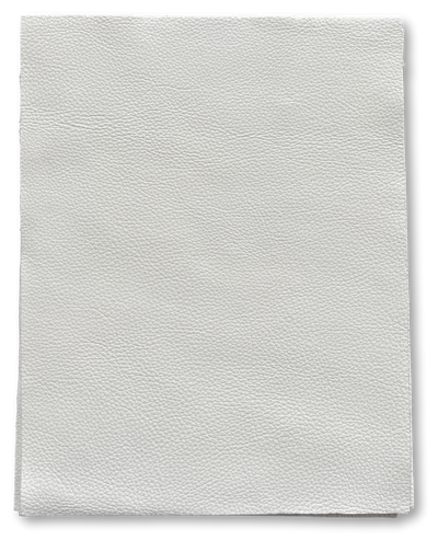 Close-up of White Cowhide Leather Sheets, 8.5 × 11 in showing grain, texture, and finish