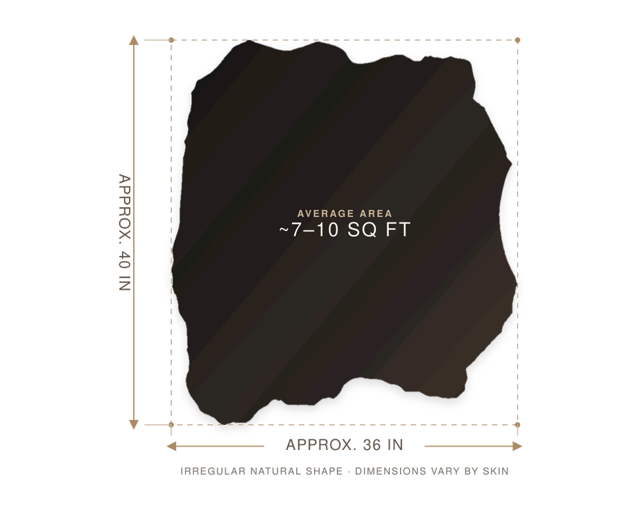 Black Italian Nappa Lambskin – Chrome-Tanned, Semi-Aniline Finish, 0.8–0.9 mm (2 oz), ~7 - 10 Sq Ft size guide