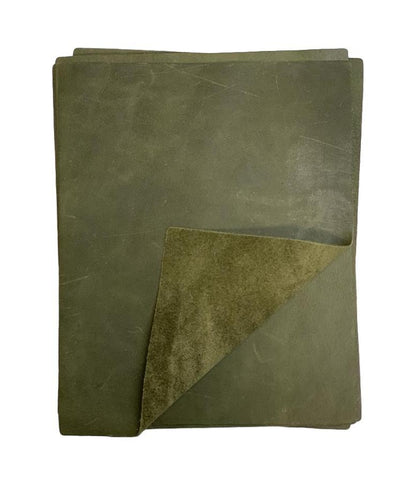 Olive Pull-Up Cowhide Sheets, 8.5 × 11 in shown in a full product view