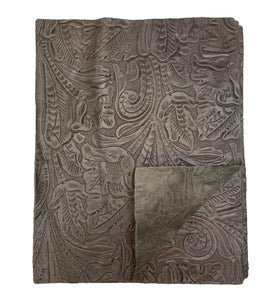 Special Offering - Charcoal Grey Large Floral Embossed Cowhide Leather: 8.5" x 11" Pre-Cut Pieces