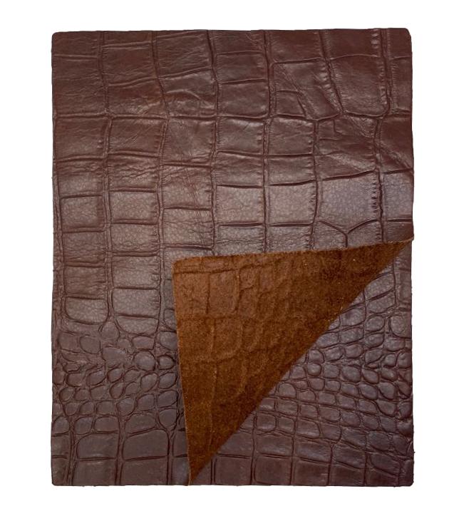 Special Offering - Brandy Croco Embossed Leather: 8.5" x 11" Pre-Cut Pieces