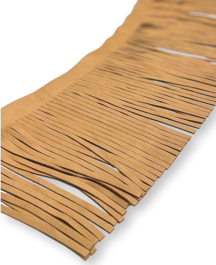 The Tannery Nyc Leather Fringe Sold by The Foot (2 ft, Tan)