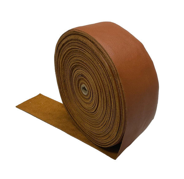 Cognac Large Cow Leather Strips: Sold by the Foot