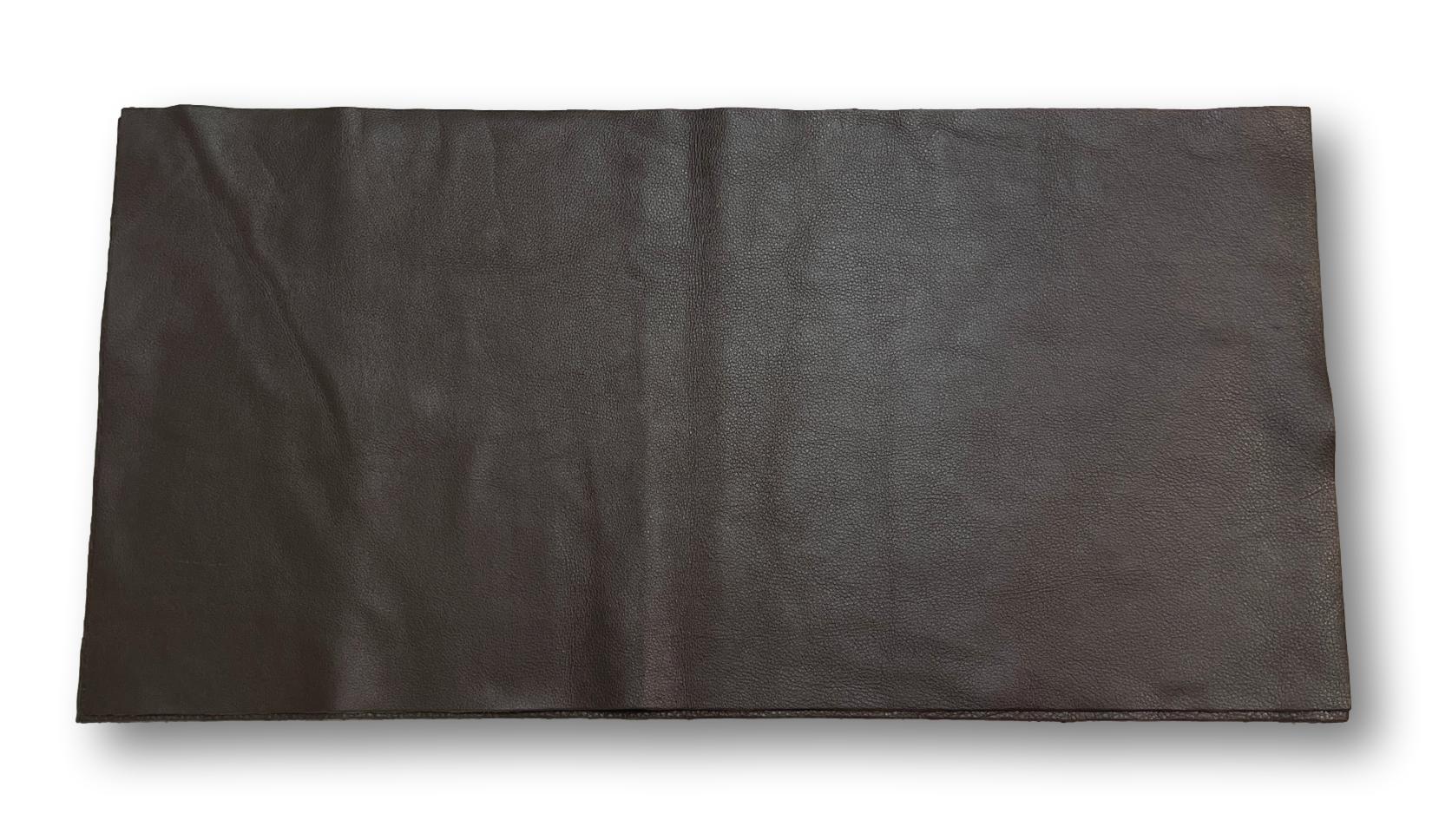 Chocolate Brown Natural Grain Cowhide Leather: 12" x 24" Pre-Cut Craft Pieces