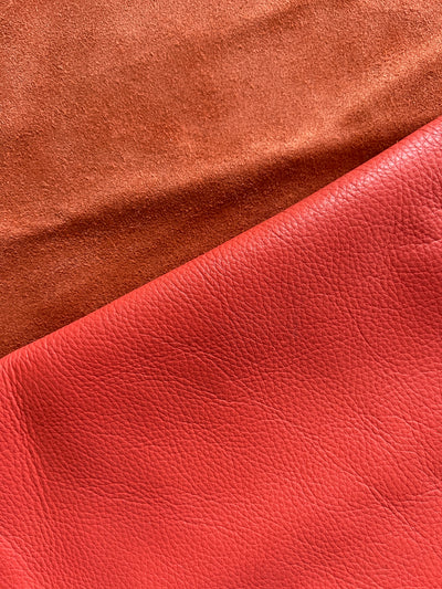 Living Coral Full-Aniline Cowhide alternate view showing color and surface finish