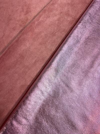 Pink Metallic Nubuck Cowhide alternate view showing color and surface finish