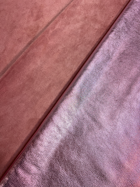Pink Metallic Natural Grain Cowhide Leather Skins