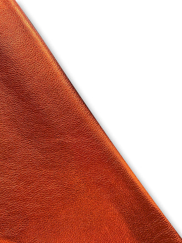 Orange Metallic Cowhide Leather Skins