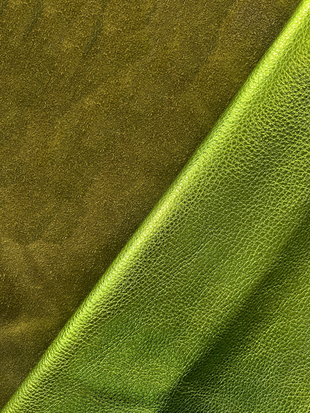 Lime Green Metallic Cowhide Leather Skins