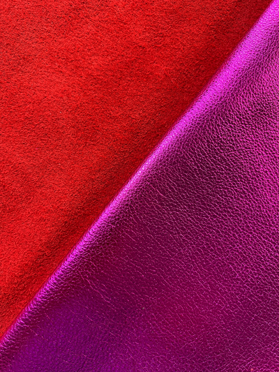 Hot Pink Metallic Cowhide Sheets, 8.5 × 11 in alternate view showing color and surface finish