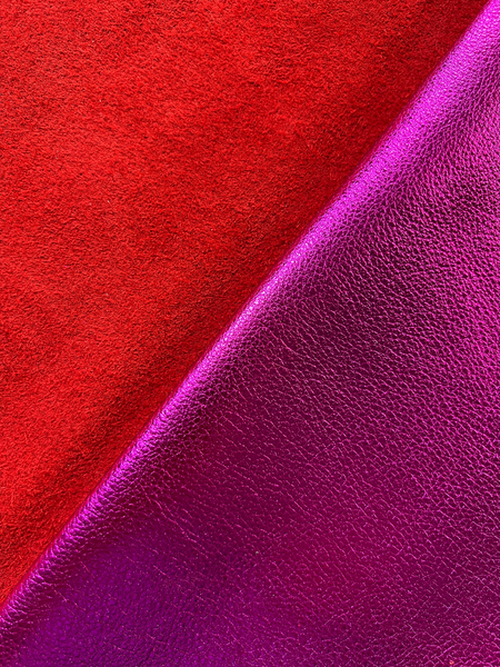 Hot Pink Metallic Cowhide Leather Skins