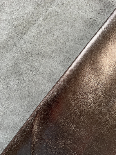 Pewter Metallic Nubuck Cowhide alternate view showing color and surface finish