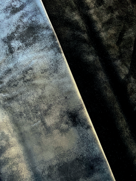 Black/Graphite Distressed Metallic Cowhide Leather Skins